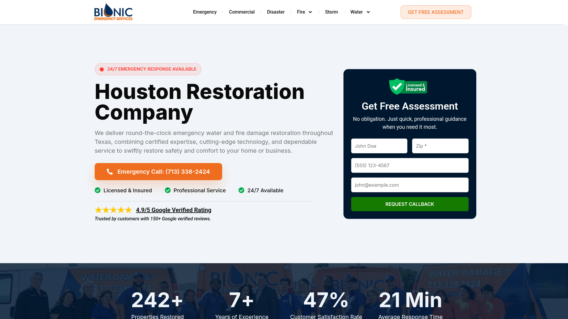 Bionic Emergency Services website screenshot