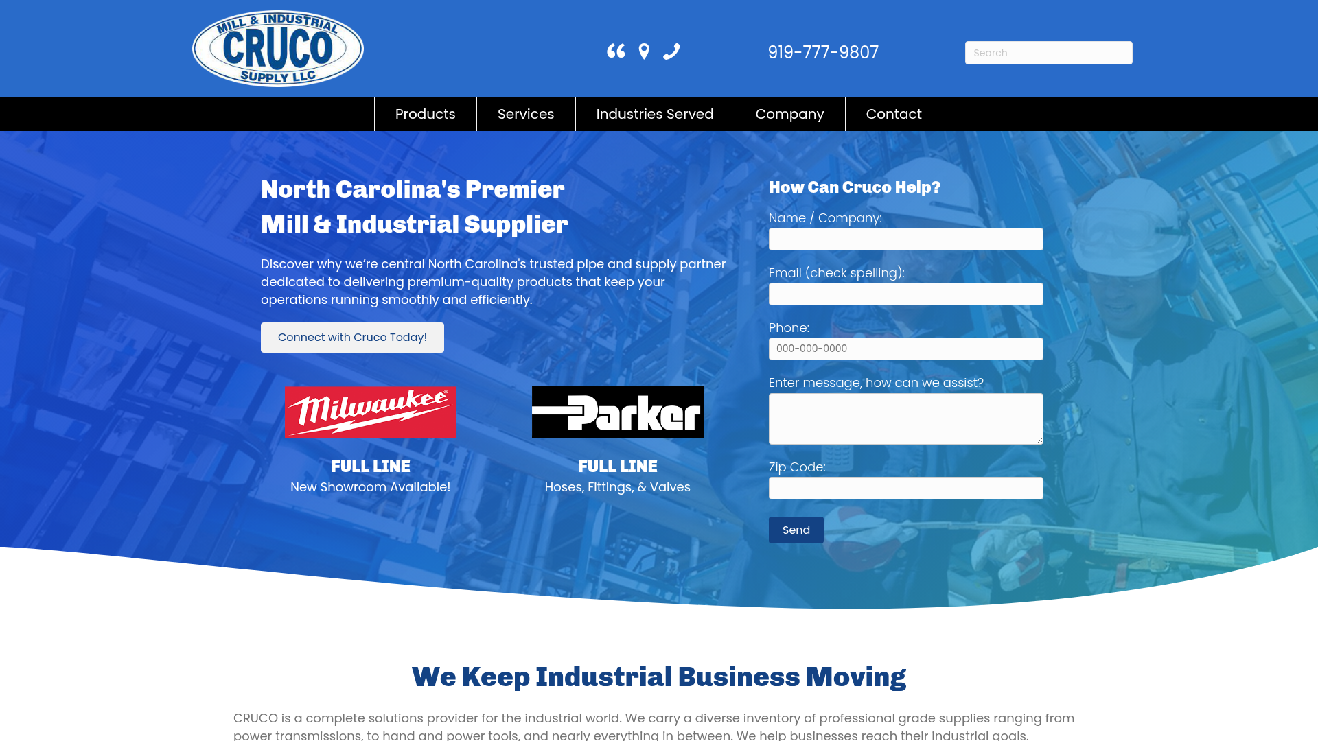 Cruco Mill & Industrial Supply website screenshot